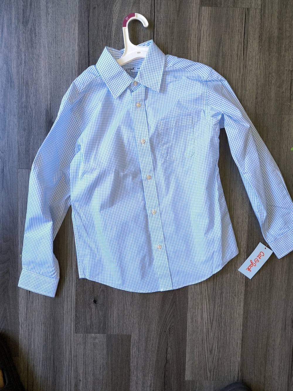 Boys Light Blue Check Dress Shirt - Classic Button-Down